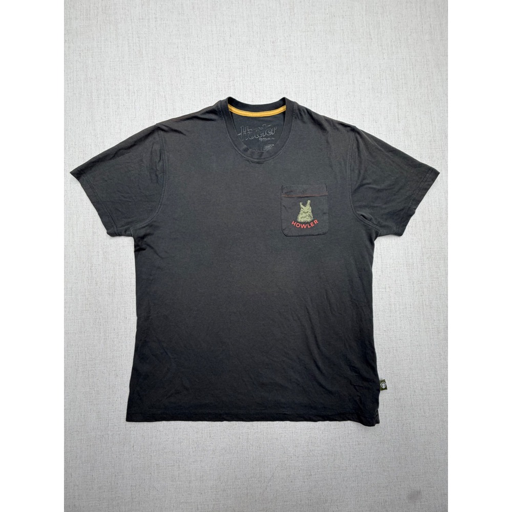 Howler Brothers Heed the Call Wolf Shark Pocket T-Shirt Mens L Gray Tee
